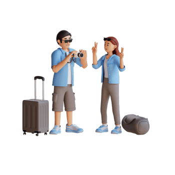 tourist taking photo using camera 3d character illustration png