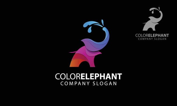 Color Elephant Vector Logo Template on black background. This logo a professional clean and elegant can be used for design studios, agencies architectural, marketing, software development and app, etc