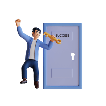 businessman holds the key to success 3d character illustration png