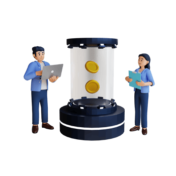 Business meeting about the investment decision for bitcoin 3d character illustration png