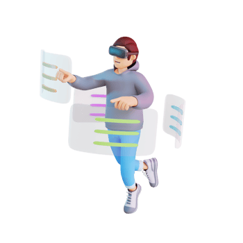 young man wearing virtual reality headset 3d character illustration png