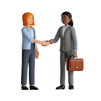 business women shaking hands 3d character illustration png