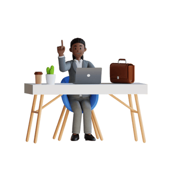 business woman pointing finger up 3d character illustration png
