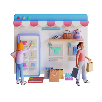 young woman shopping online 3d character illustration png