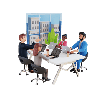 group of business people having discussion in conference room 3d character illustration png