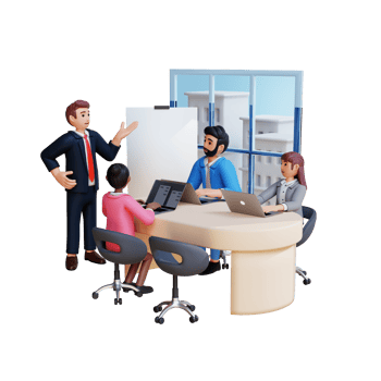 business people make presentations to coworkers 3d character illustration png