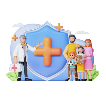 Insurance protecting family health live 3d character illustration png