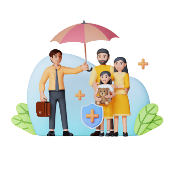 Insurance protecting family live 3d character illustration png
