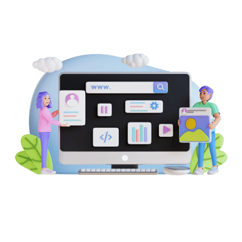 young people making, arranging visual and text content, 3d character illustration png