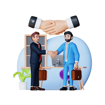 business people shaking hands, finishing up a meeting, 3d character illustration png