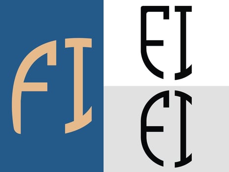 Creative Initial Letters FI Logo Designs Bundle vector
