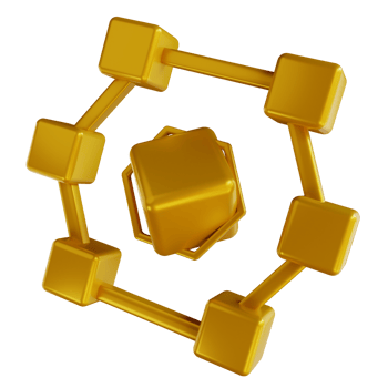 3D illustrations golden blockchain png