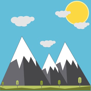 daylight Landscape with mountains sky with the sun vector