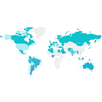 world map tosca color white background. vector