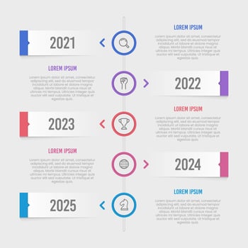Infographic simple timeline template 5 years start to success vector