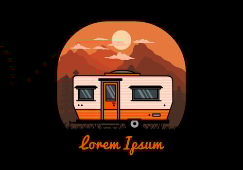 Teardrop van camper illustration badge design vector