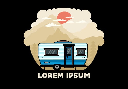 Teardrop van camper illustration badge design vector