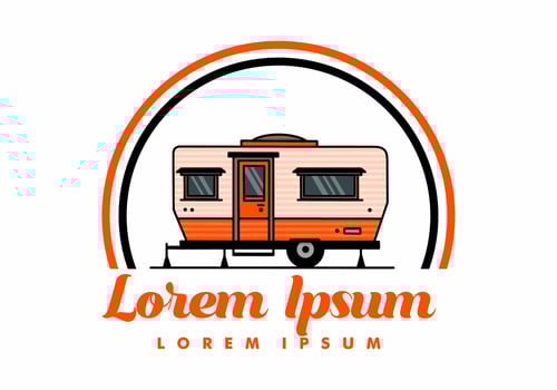 Teardrop van camper illustration badge design vector