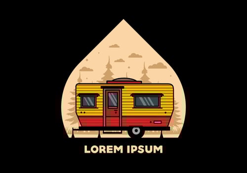 Teardrop van camper illustration badge design vector