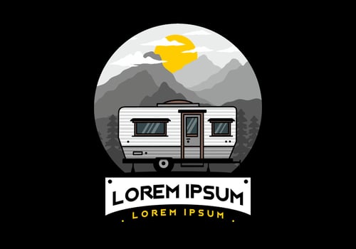 Teardrop van camper illustration badge design vector