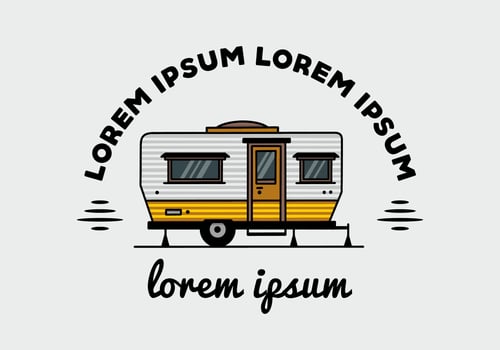 Teardrop van camper illustration badge design vector