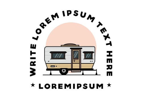 Teardrop van camper illustration badge design vector