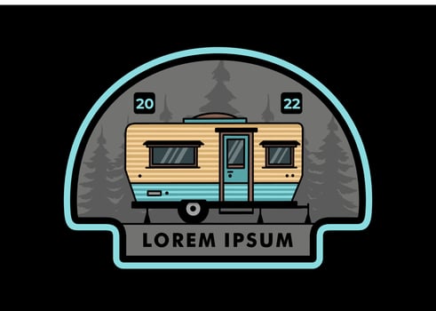 Teardrop van camper illustration badge design vector