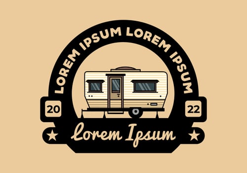 Teardrop van camper illustration badge design vector