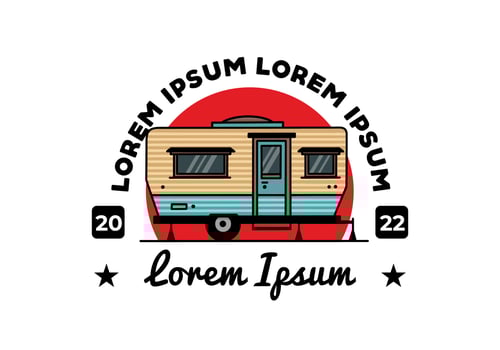 Teardrop van camper illustration badge design vector