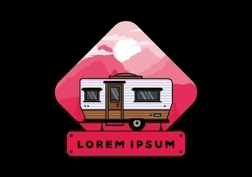 Teardrop van camper illustration badge design vector