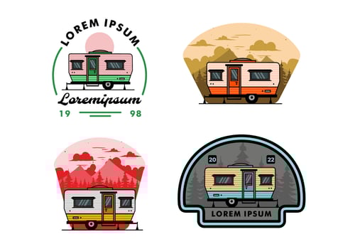 Teardrop van camper illustration badge design vector