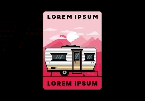 Teardrop van camper illustration badge design vector