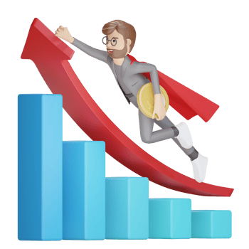 3d businessman character financial increase png