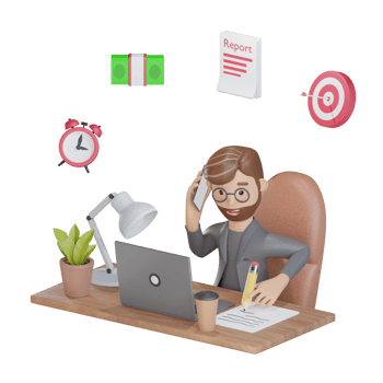 3d businessman character multitasking job png