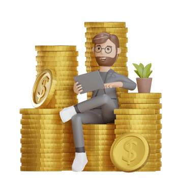 3d businessman character earning profit png