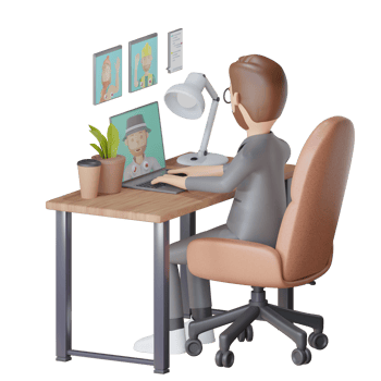 3d businessman character online meeting png