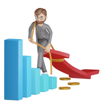 3d businessman character dragging finance png