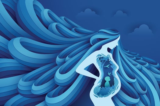 Happy pregnant woman holds her belly, Happy pregnancy vector