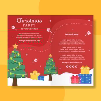 Merry Christmas Brochure Template Hand Drawn Cartoon Flat Illustration vector