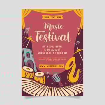 Music party festival in creative style with modern shape template design vector