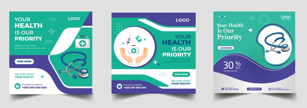 health social media post template design vector