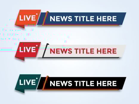 tv news bar. bar newspaper. bar social media. Television broadcast media title banner. Vector shape