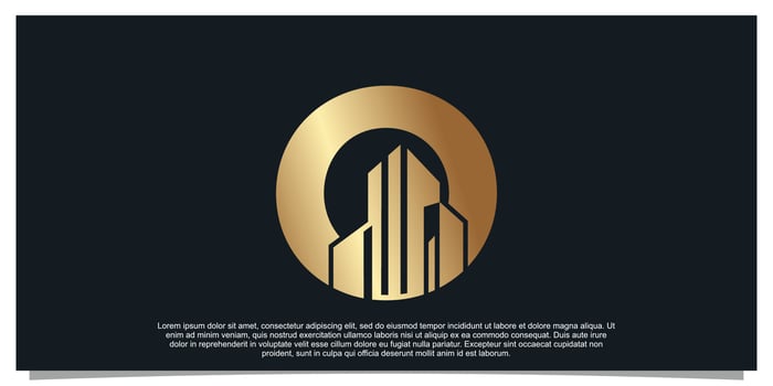 Monogram logo design initial letter O for business with building golden color concept Premium Vector
