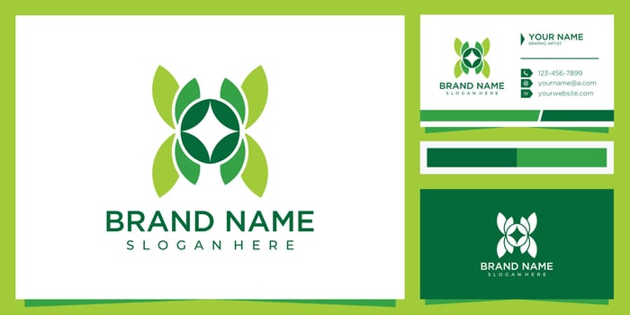 Nature logo design concept, nature leaf logo inspiration with business card vector
