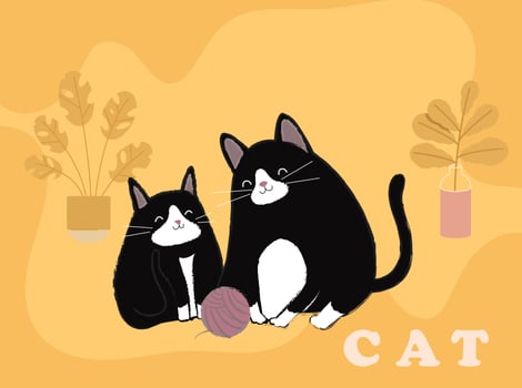 Cat icon flat hand drawn classic outline vector
