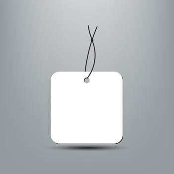 Blank white paper price tag or gift tag with cord vector