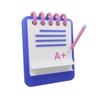 Grade A on Exam Paper 3D icon Illustration png