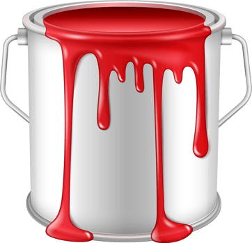 Open tin can with spilled red paint png