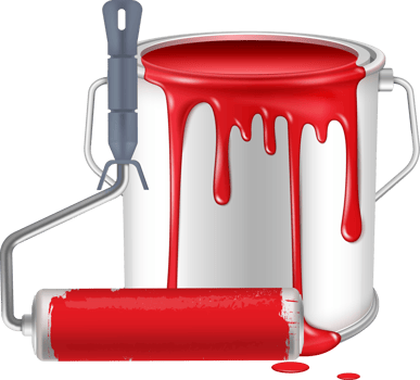 open paint can  and roller brush png