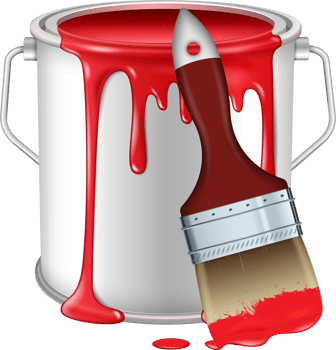 Opened red paint can and brush png